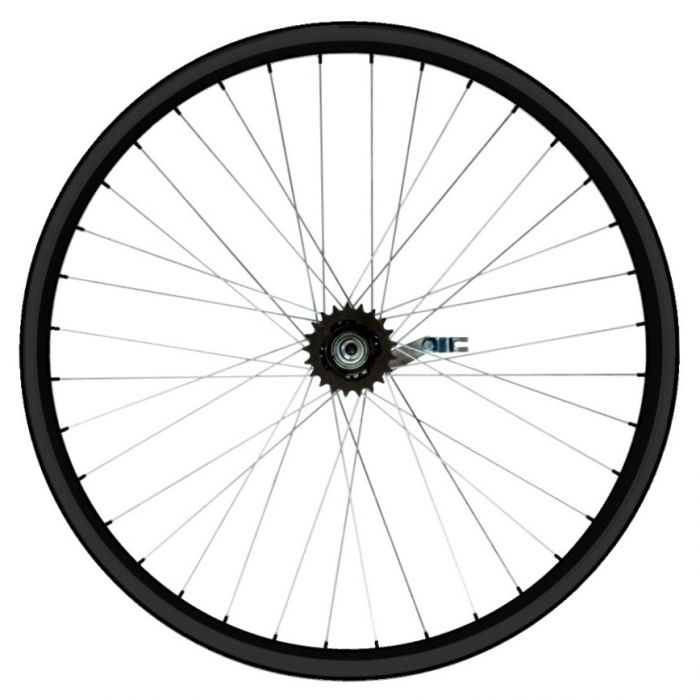 Колесо заднее 24", обод VZ двойной, алюм. для 1-ск велосипеда с педальным торм., 36Н, черное