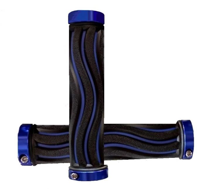 Грипсы Velo-Z 2661-91 Wave,130mm с фиксацией, сине-черные