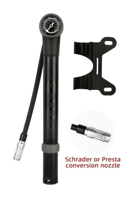Насос велосипедный Giyo GP-84,120 PSI-8.0 Bar, манометр, шланг, алюминиевый